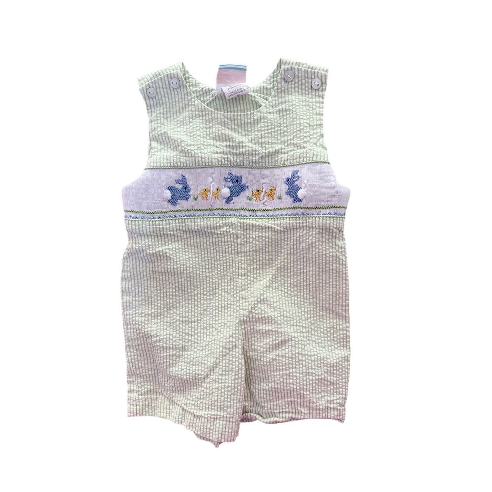 Southern sunshine 100% cotton baby romper jumper one piece smocked gingham 9 Mon